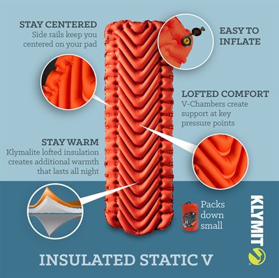 Klymit - Insulated Static V holder dig varm, er komfortabel og nem at puste op